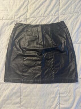Black Faux Leather Mini Skirt Edgy Grunge Goth Gothic Rocker Minimalist
